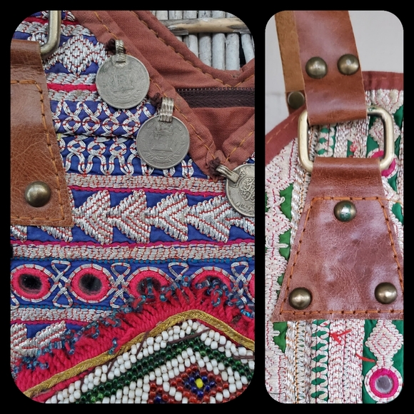 Leather Fringe Boho Hippie gypsy Banjara Bag - Picture 7 of 9